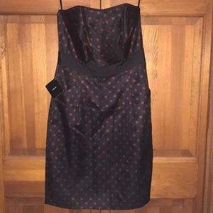 NWT! WHBM Black Dress with Red Polka Dots